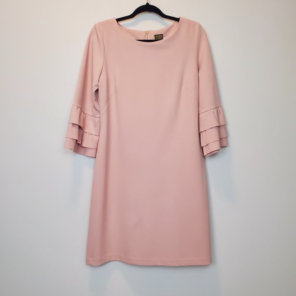 Taylor Pale Pink Bell Sleeve Office Career Dress Size 10